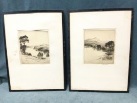 Reginald Green, etchings, a pair, landscapes of Ullswater & Loch Lomond, signed in pencil on margin,