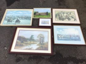 Five mounted & framed colour prints - Barry Claughton - Seahouses harbour; Fred Stott - Berwick; Ali