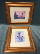 Tony Hudson, two lithographic colour prints, African scenes signed and titled on mount - The Meeting