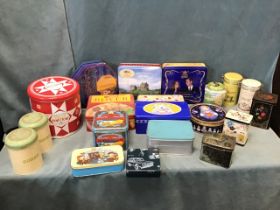 A collection of tins - tea caddies, biscuit, sandwich, Italian, kitchen storage, etc. (A lot)