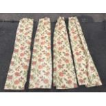 Two pairs of lined Sundour cotton curtains, with woven floral decoration. (54in) (4)