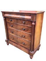 A Victorian mahogany scotch chest, the rectangular top with cushion moulded frieze drawer, above two