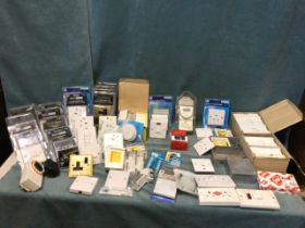 Miscellaneous new & unused electrical gear - sockets, ceiling roses, switches, etc., mostly