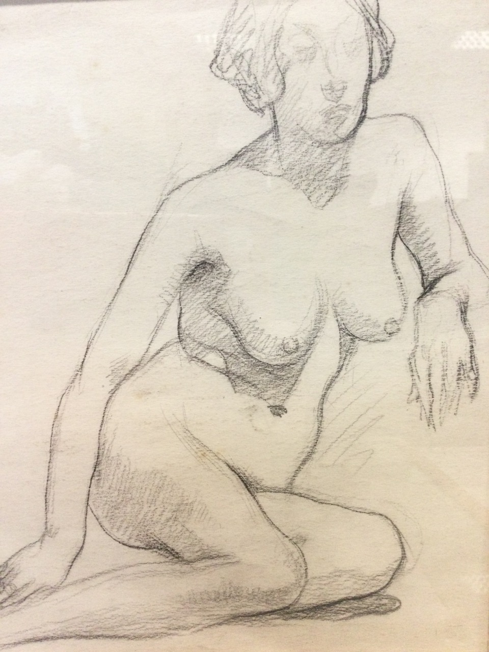 Tony Ogden, pencil study of a seated figure on bench, signed, mounted & framed; and a pencil nude - Image 2 of 3