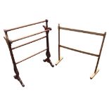 A Victorian mahogany towel rail with shaped pierced trestle style supports; and an Edwardian