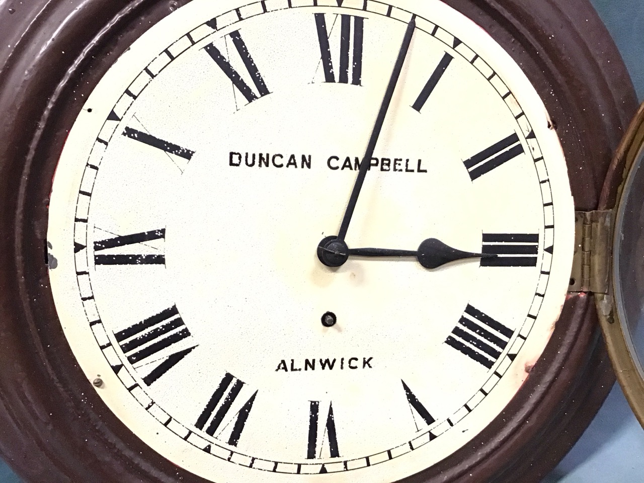 A Victorian circular wall clock by Duncan Campbell - Alnwick, with moulded metal case and glazed - Image 3 of 3