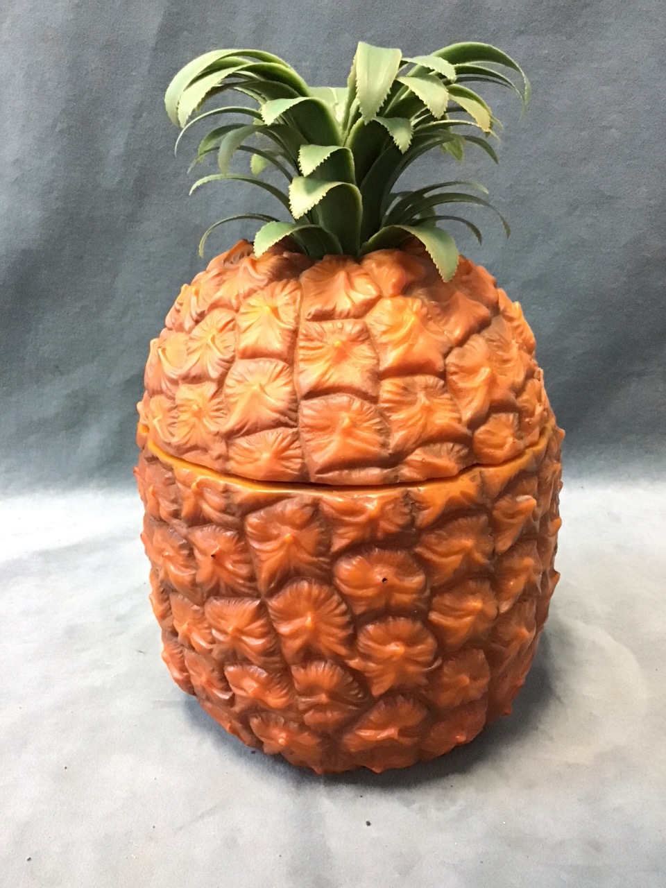 A 60s pineapple ice bucket with glass liner. (10.5in)
