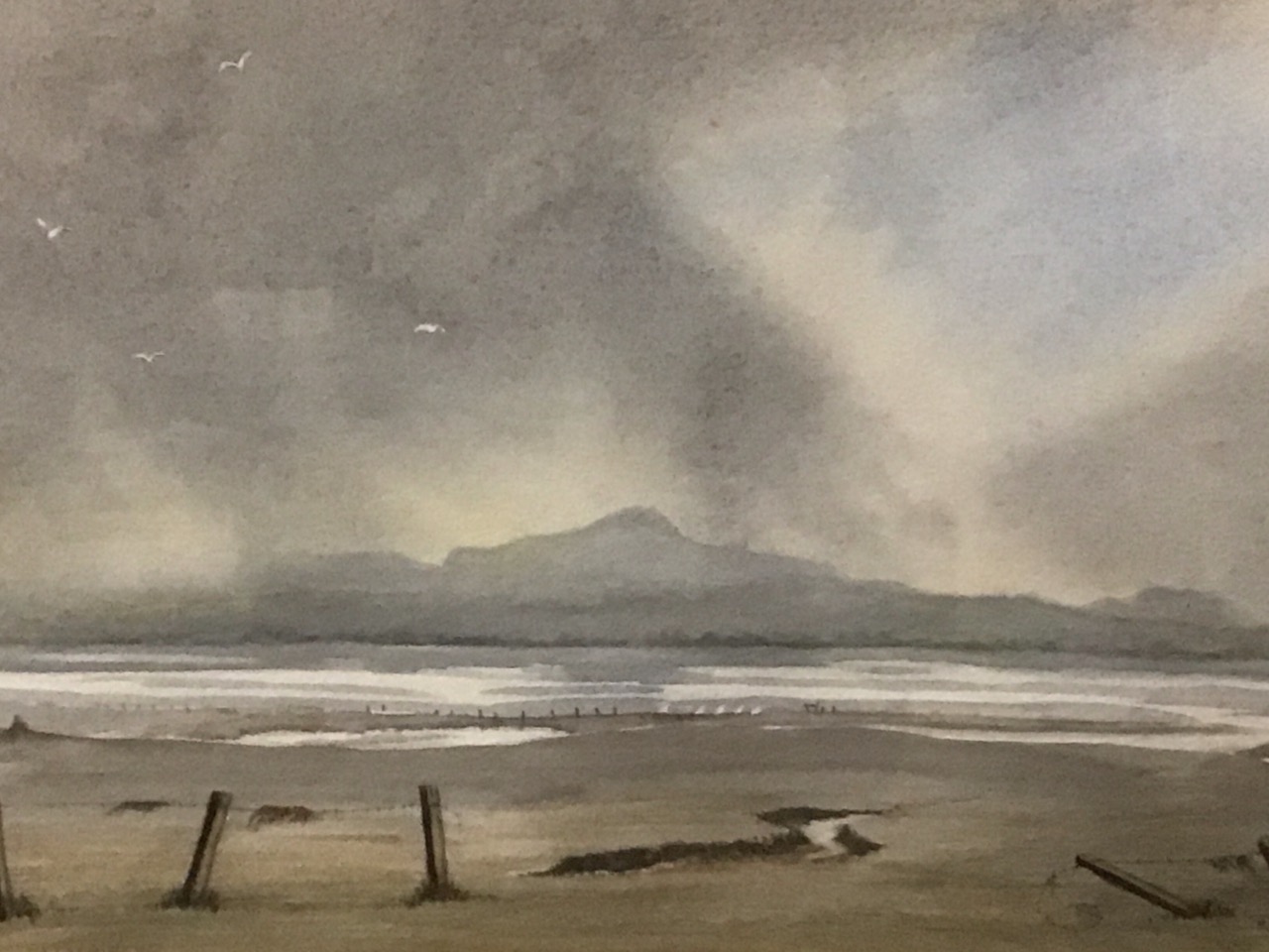 I Leeming, watercolour, landscape rain clouds over a loch, signed, dated, mounted & framed. (14.75in - Image 2 of 3