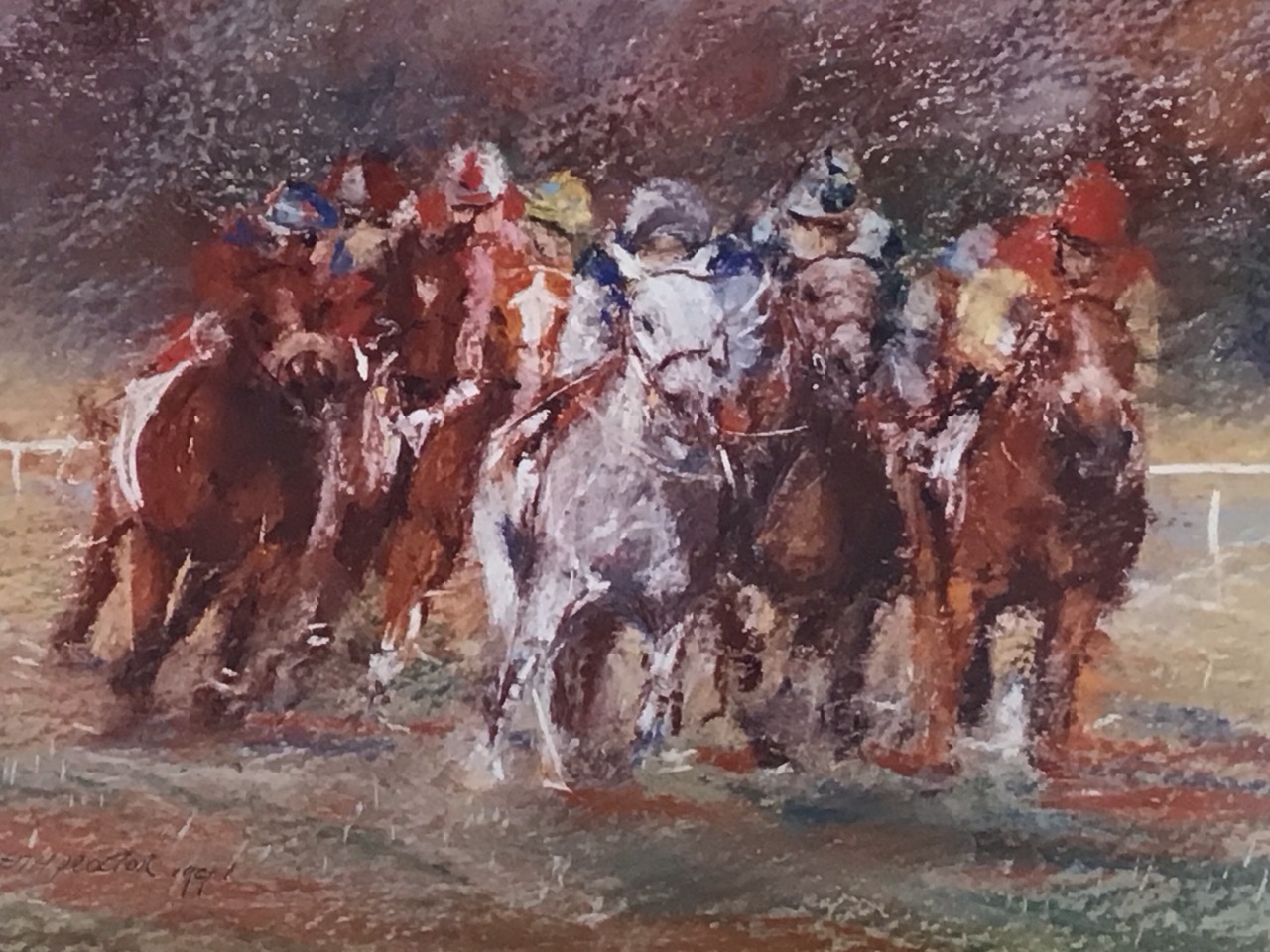 Keith Proctor, coloured prints, horse racing subjects, titled On the Line & Desert Orchid, - Image 2 of 3