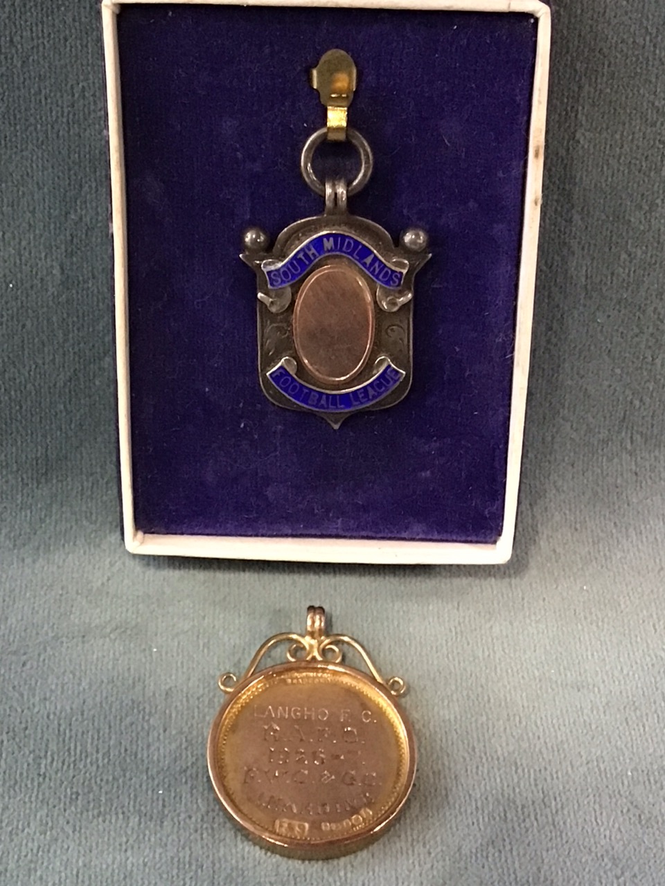 A hallmarked silver, gold and enamel South West Midlands Football League Winners Division 2 1934-5 - Image 2 of 3
