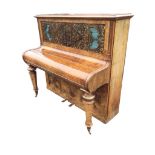 A Victorian walnut cased piano by George Rogers & Co, the working instrument with fine fretwork