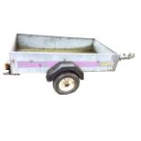 A galvanised Gracecourt trailer, the rectangular rigid side Skivey box on axel with pneumatic tyres,
