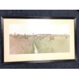 Cecil Aldin, coloured print, mounted huntsman in chase across open fields, titled The Fitzwilliam,