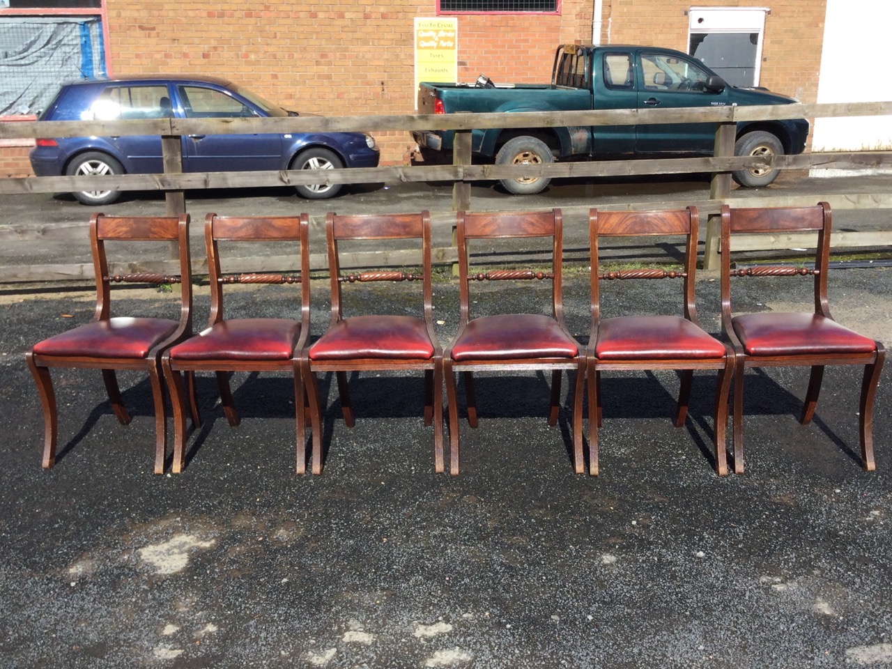 A set of six regency style mahogany dining chairs with ribbed tablet backs and ropetwist joining - Image 2 of 3