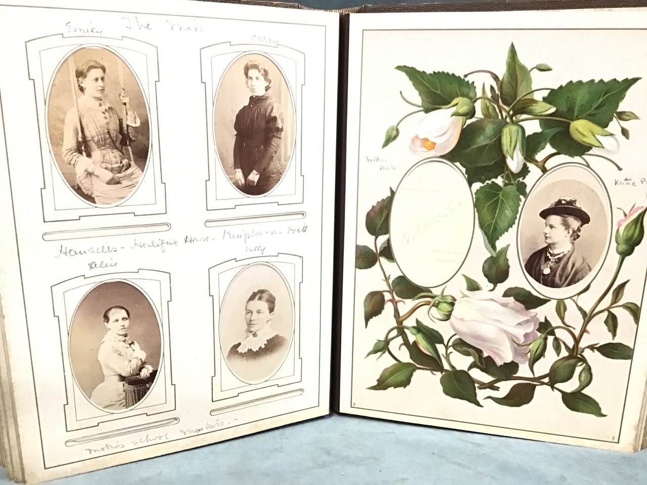 A Victorian embossed leatherbound photograph album - The White Flower Album by TJSS & Co, with - Image 3 of 3