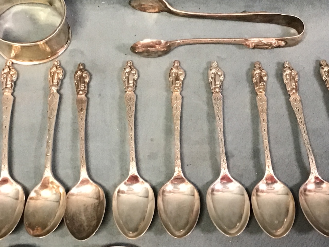A Georgian hallmarked silver fiddle & thread pattern ladle - London 1825; a pair of hallmarked - Image 2 of 3