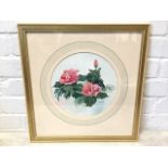 J Baker, watercolour, circular study of flowers, signed, mounted and gilt framed. (10.5in dia)