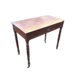 An Edwardian mahogany side table, the rectangular top above a frieze drawer mounted with brass