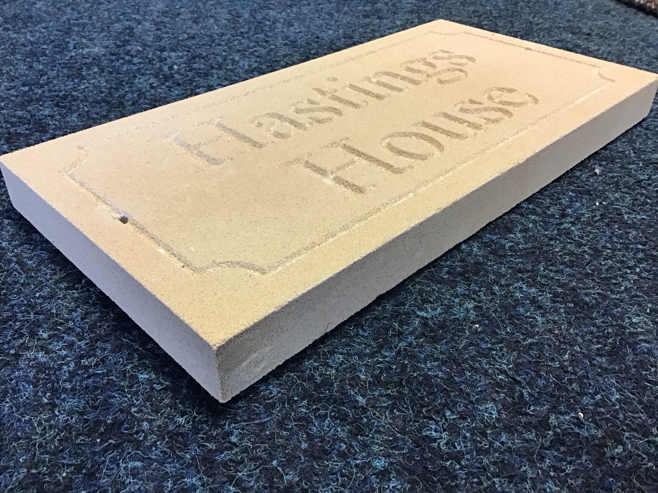 A sandstone slab carved with house name in panel - Hastings House. (15.75in x 8in) - Image 3 of 3