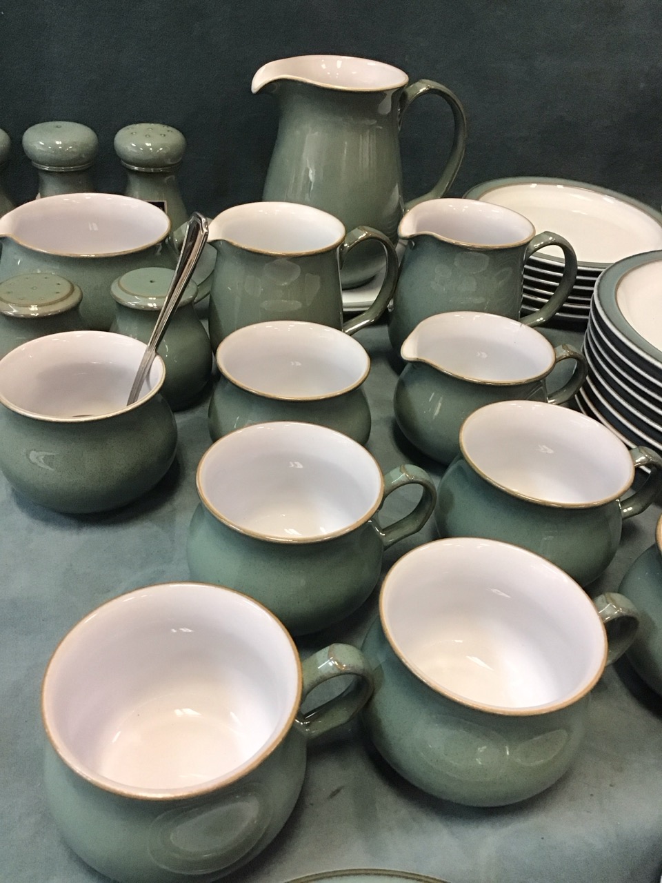 A contemporary eight-piece Denby stoneware dinner & tea service decorated with sea green glaze, - Image 2 of 3