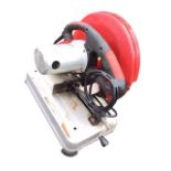 A Clarke electric metalwork chop saw with 2200w motor on rectangular stand.