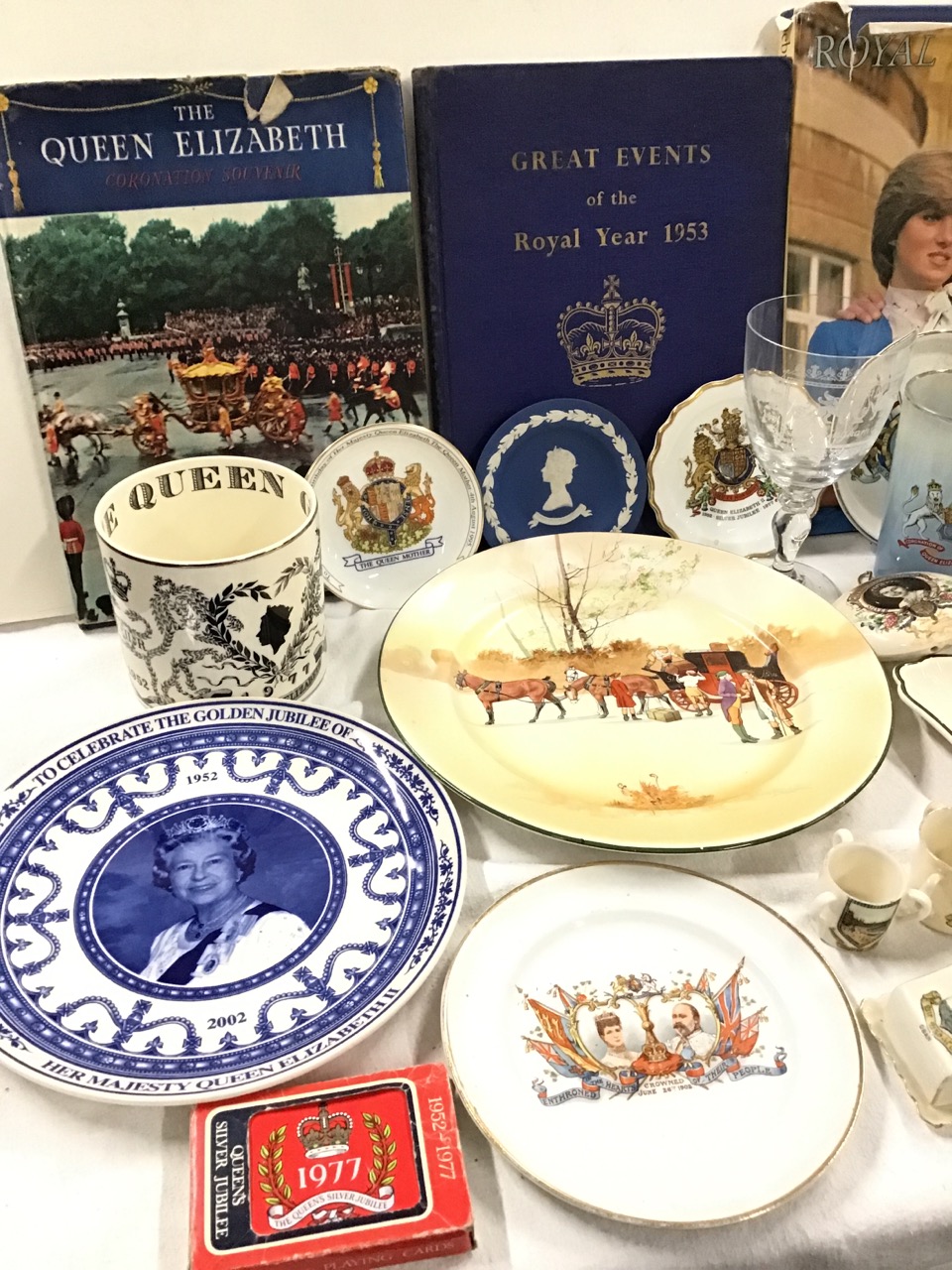 Miscellaneous commemorative items - crested porcelain and series ware - three royal books, playing - Image 2 of 3