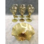 A set of six Victorian wine glasses by James Powell & Sons Whitefriars, design c.1860 attributed