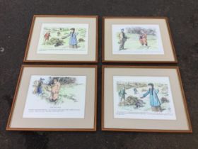 After Frank Reynolds, coloured print, humorous golfing cartoon; and three other golfing subjects