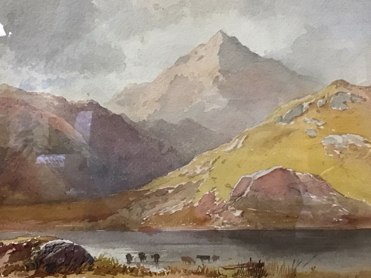 Edward Arden, watercolour, Lake District landscape, Scafell from Wastwater, signed, mounted & - Image 2 of 3