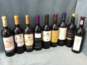 Nine bottles of Spanish & New World red wines - Rioja Carravacas 2012, Montelciego 2012, Barón de