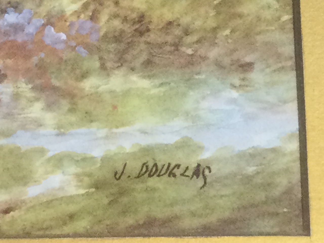 J Douglas, watercolour, loch landscape with sailing boat and tree to foreground, signed, - Image 3 of 3