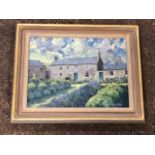 Mark Brazier, oil on canvas, a farmhouse and garden at Netherton, signed, dated & framed. (15.75in x