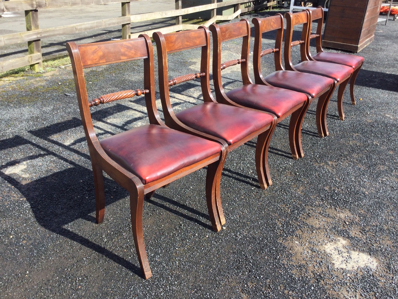 A set of six regency style mahogany dining chairs with ribbed tablet backs and ropetwist joining - Image 3 of 3