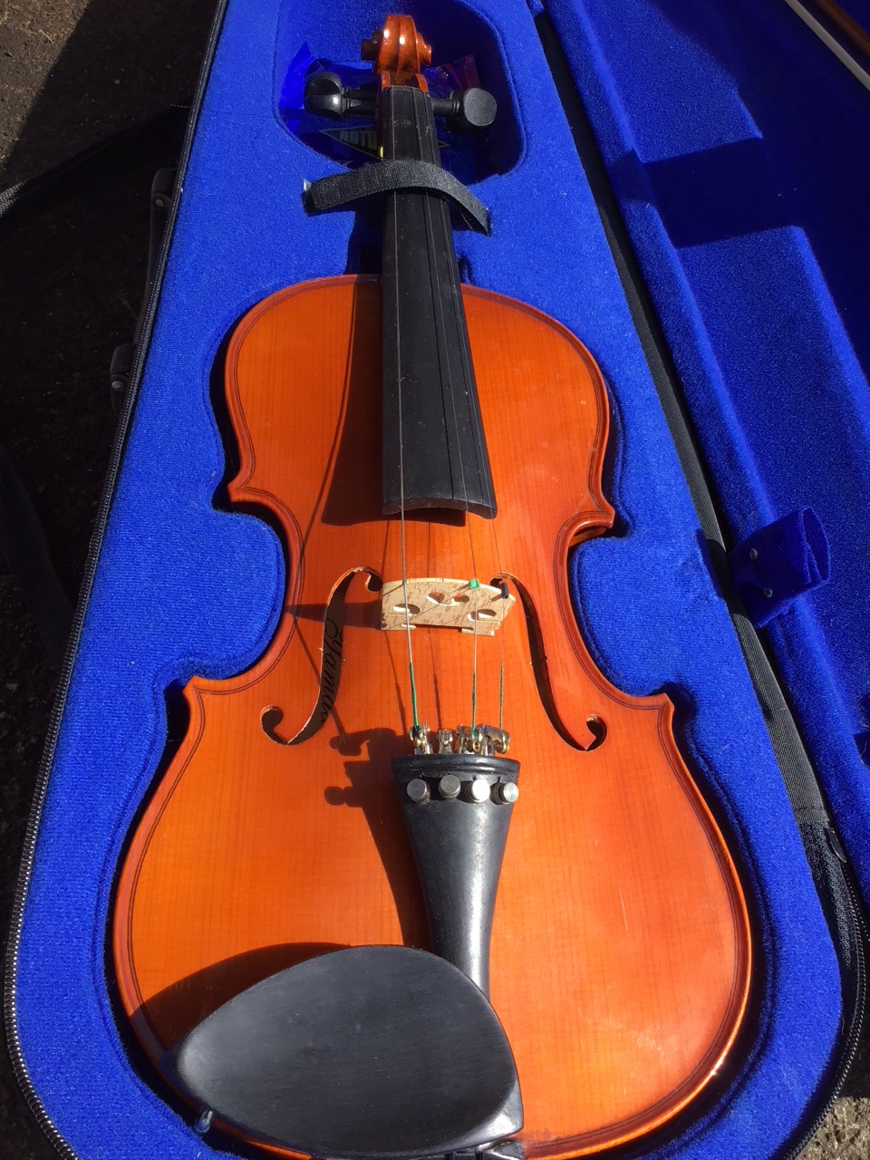 A cased Yamada violin with bow, and a spare set of strings - looks unplayed? (21.75in) - Image 2 of 3