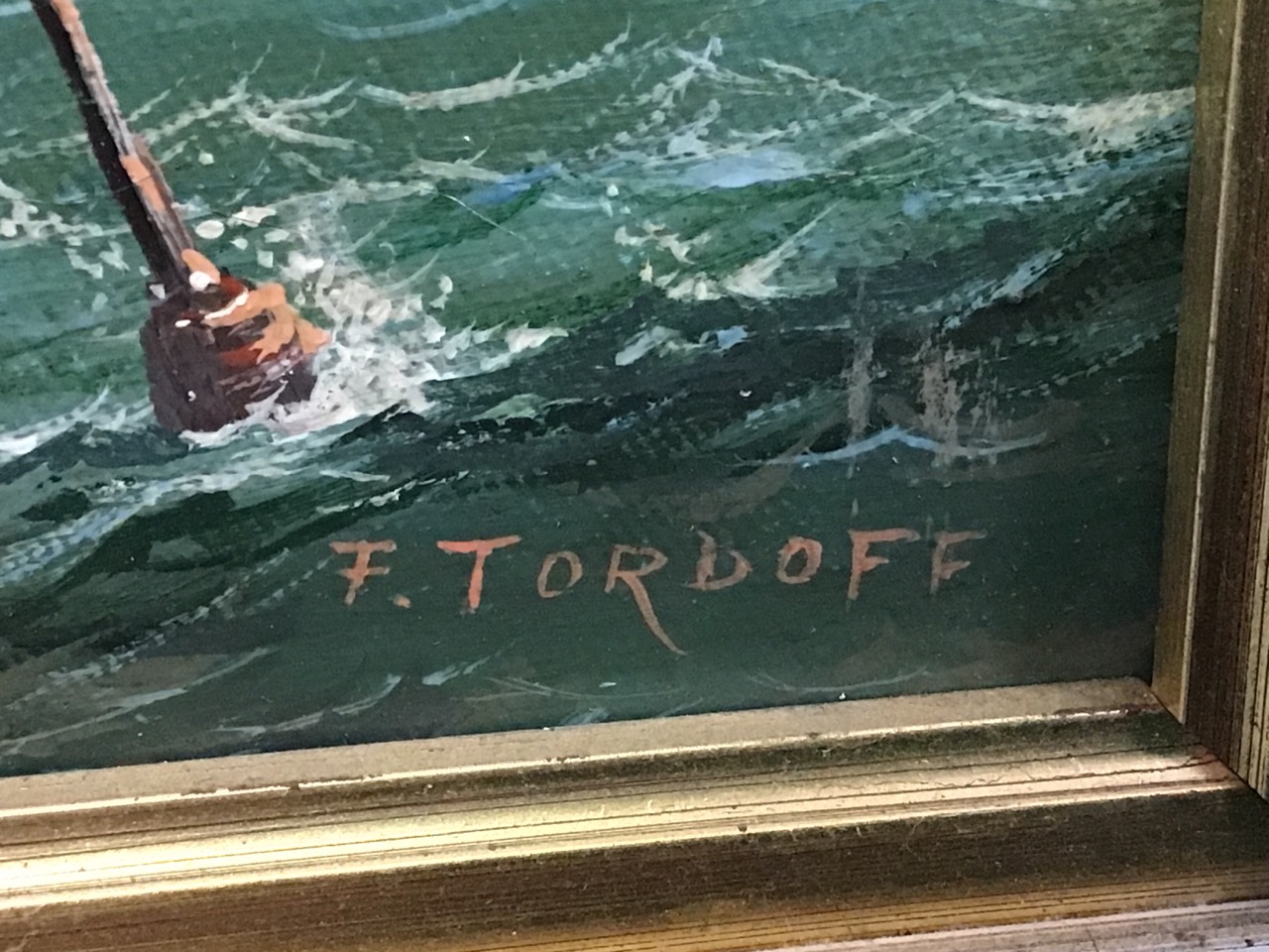 F Tordoff, oil on canvas, marine scene with nineteenth century shipping off Tynemouth, signed & - Image 2 of 3