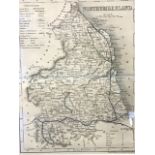 A handcoloured late Victorian map of Northumberland, the steel engraving after J Archer, mounted &