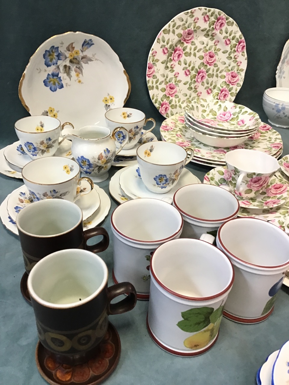 Miscellaneous tea services - Grafton in the Royston pattern, Durham China decorated with gentians, - Image 2 of 3