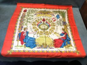A Hermès scarf commemorating the French revolution, the central panel with 1789 medallion surrounded
