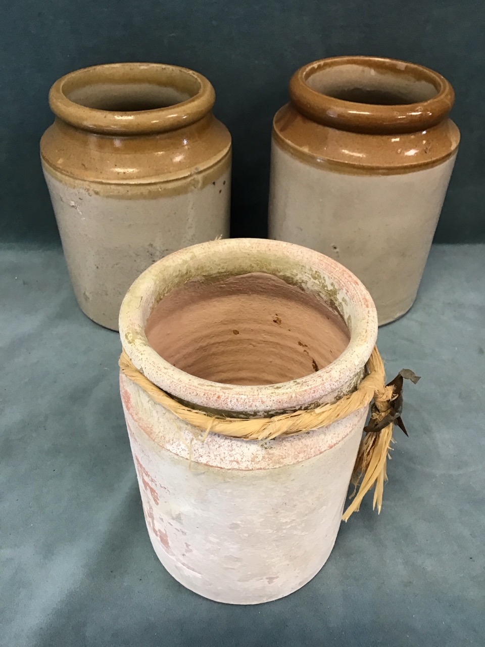 Two 60s Hornsea storage jars with wood covers; a salt glazed stoneware stoppered bottle for G - Image 2 of 3