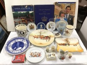 Miscellaneous commemorative items - crested porcelain and series ware - three royal books, playing