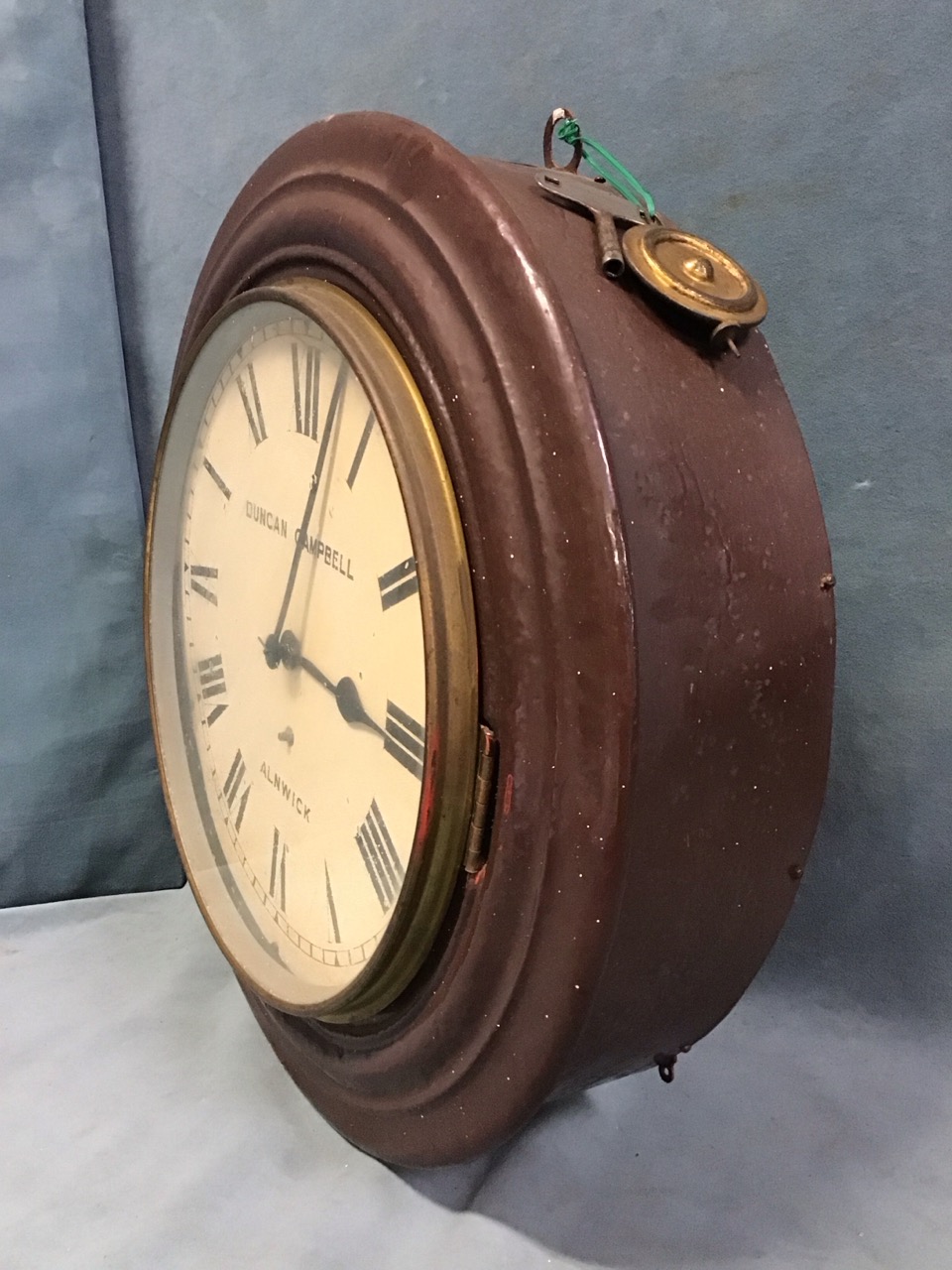 A Victorian circular wall clock by Duncan Campbell - Alnwick, with moulded metal case and glazed - Image 2 of 3