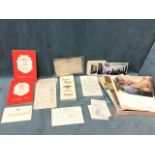 A collection of RMS Queen Mary 1st Class ephemera - from a Southampton-New York 1958 voyage -