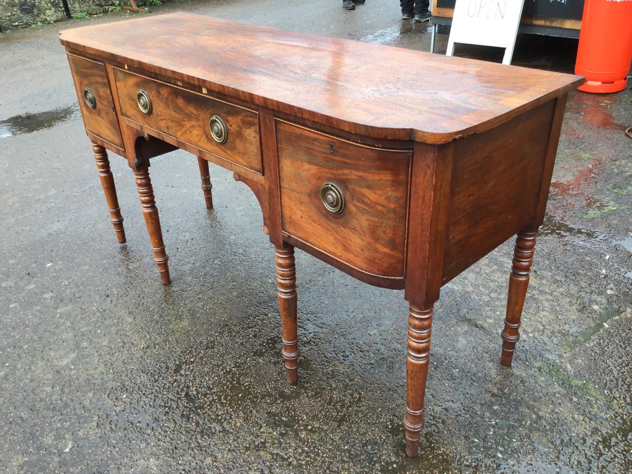 A regency mahogany sideboard with shaped rectangular rosewood crossbanded top above a cockbeaded - Image 3 of 3