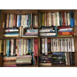 Four boxes of miscellaneous books - contemporary novels, hardbacks, history, travel, social work &