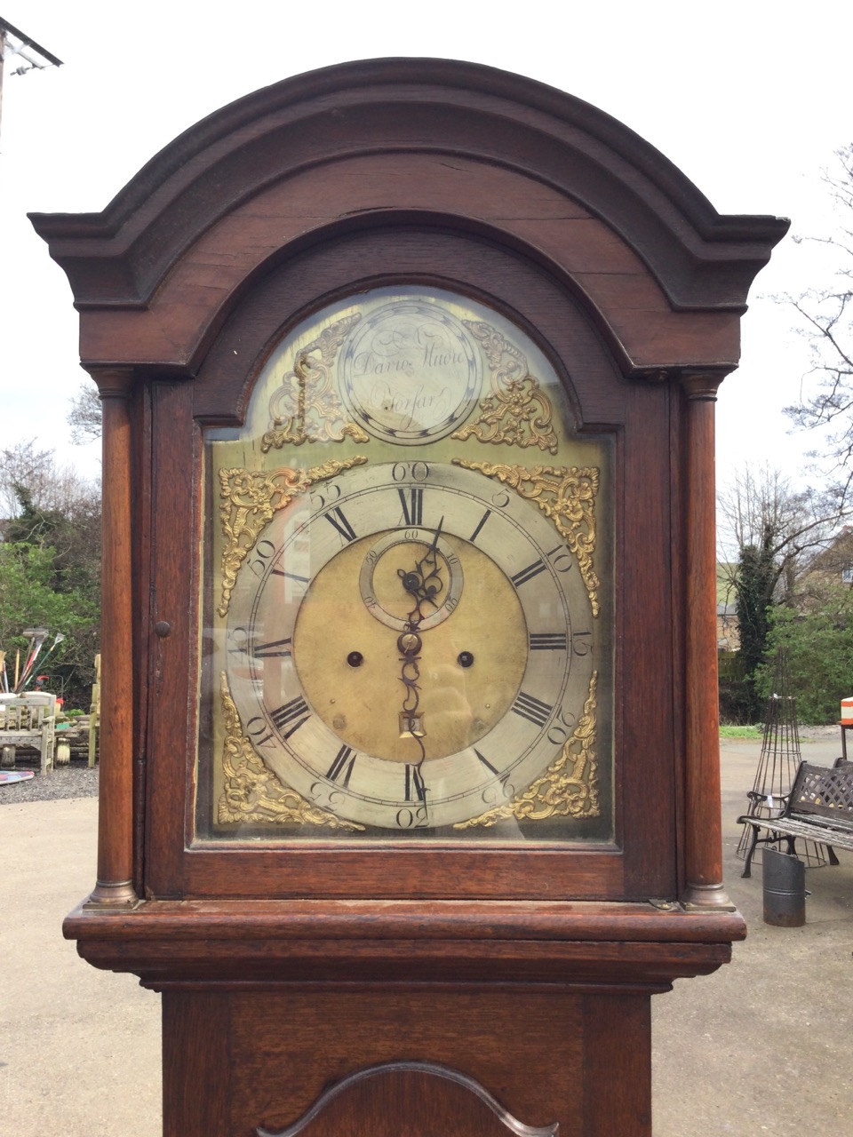 A Georgian oak longcase clock by David Mudie of Forfar, with arched cornice above a brass dial - Image 2 of 3