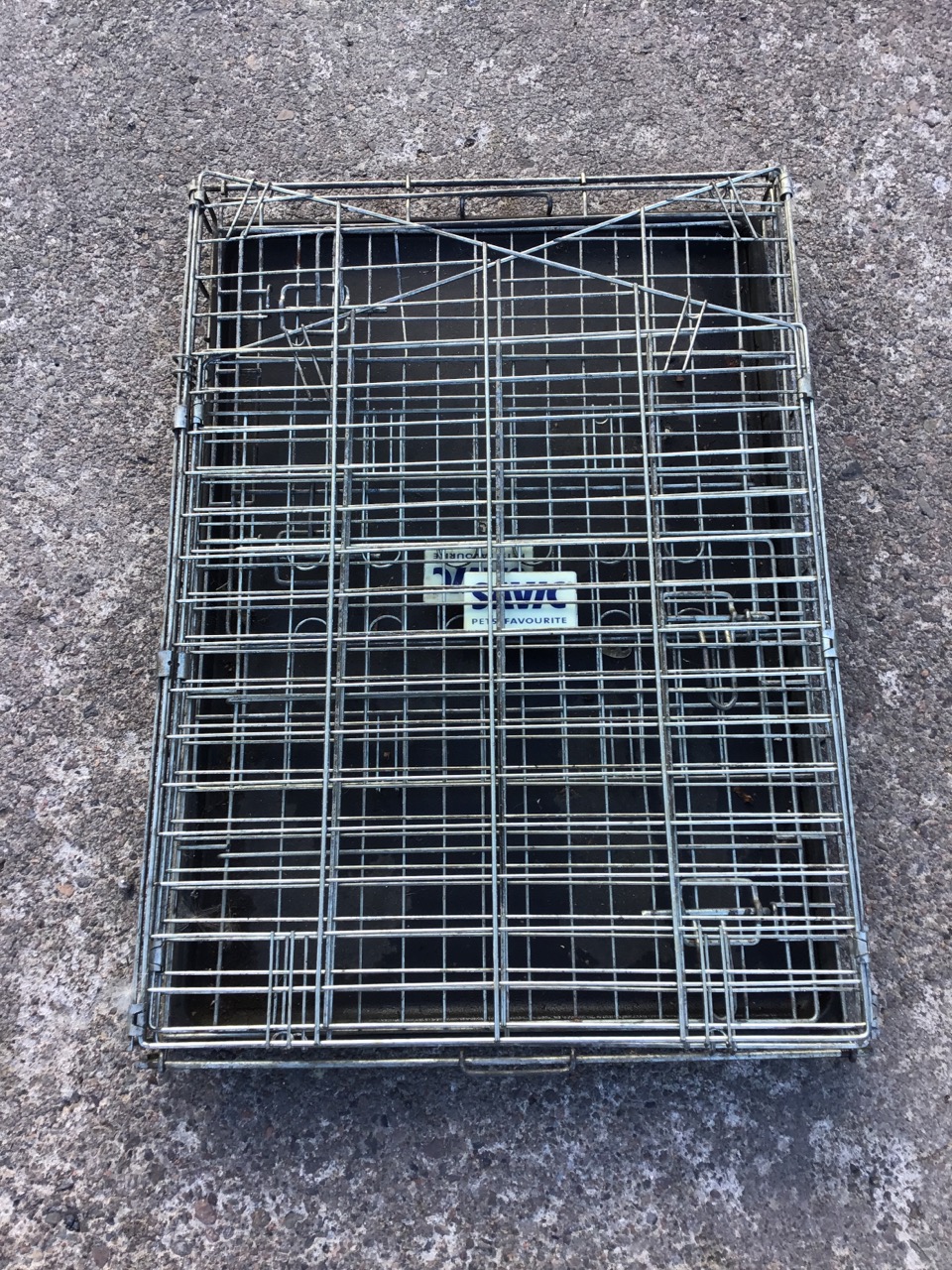 A 60s tubular car roof rack, with fittings - 36in x 37.5in; and a Slavic folding wire dog cage - - Image 3 of 3