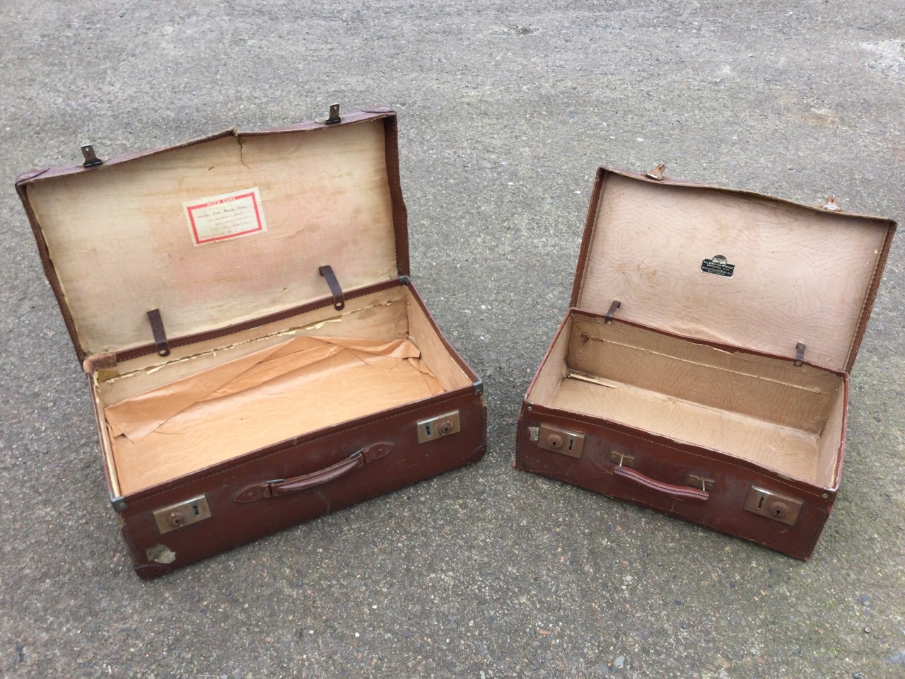 A Phoenix faux snakeskin suitcase with chromed fittings; a Dreadnought fibreboard suitcase; and - Image 2 of 3