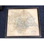 A Victorian handcoloured Cruchleys Railway & Station Map of Yorkshire, framed. (20.5in x 18.5in)