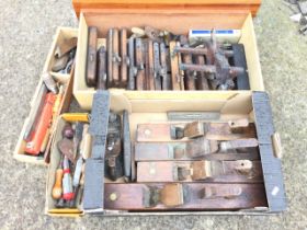 A collection of fifteen Victorian moulding planes; and miscellaneous other planes including Stanley,