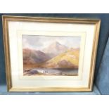 Edward Arden, watercolour, Lake District landscape, Scafell from Wastwater, signed, mounted &